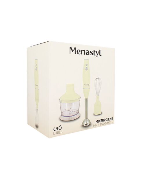 Mixeur 3 en 1 rétro Crème beige, inox/transparent - 21x14x22 cm