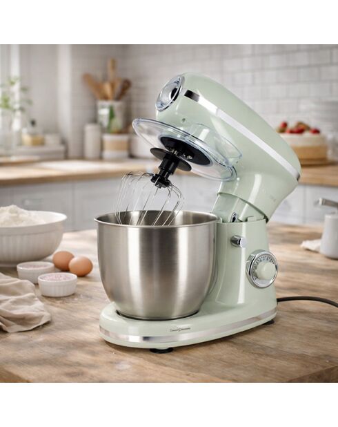 Robot pâtissier rétro Céladon inox/vert - 5 L