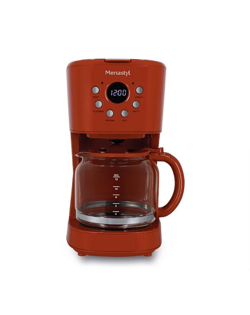 Cafetière rétro Brique terracotta/transparent - 1,5 L