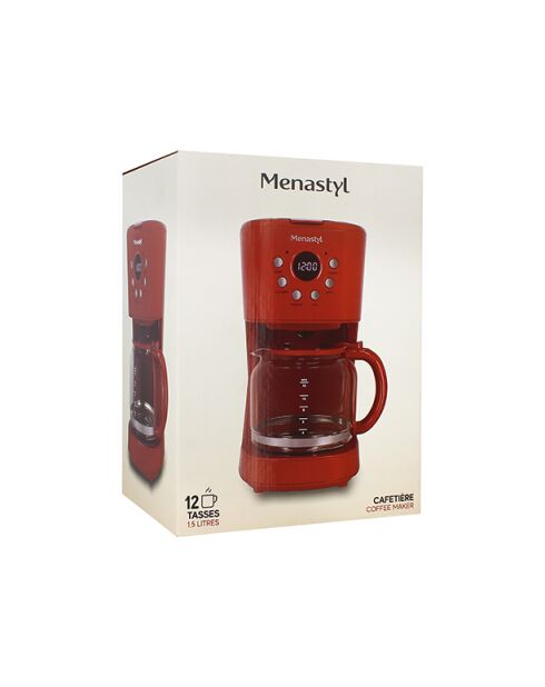 Cafetière rétro Brique terracotta/transparent - 1,5 L