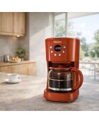 Cafetière rétro Brique terracotta/transparent - 1,5 L