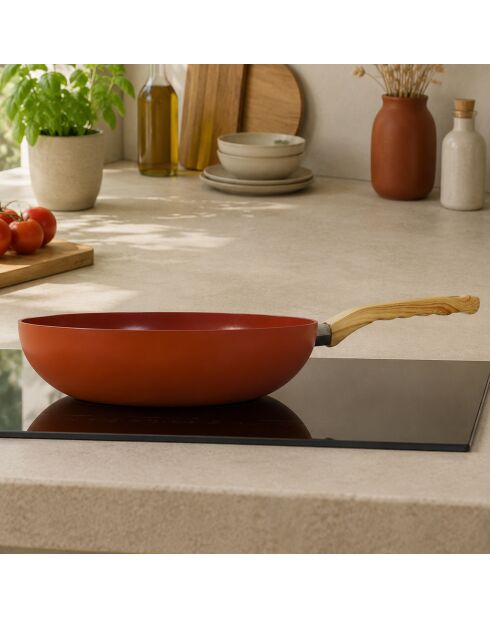 Wok van terracotta stenen - 47,5x28x8 cm