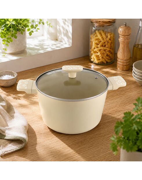 Pentola Marguerite beige - 38x25x20,5 cm