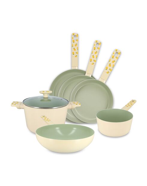 Service Poêle Citron beige/vert - 6 pièces