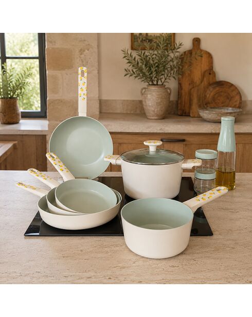 Service Poêle Citron beige/vert - 6 pièces