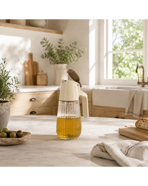 Beige/transparante crèmekleurige oliefles - 58 cl