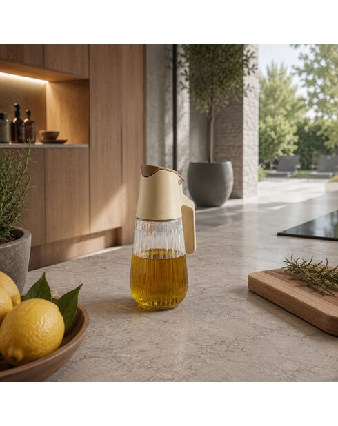 Beige/transparante crèmekleurige oliefles - 58 cl