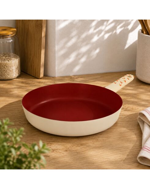 Beige/rote Kirschpfanne, 47,5 x 28 x 5,5 cm