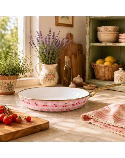 Vichy roze kersenkoekenpan - 44x25,3x5 cm