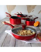 Zwart/rode aluminium bakpan met kersen - 42,5x24x7,5 cm