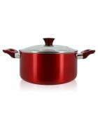 Kersenhouten aluminium kookpot met zwart/rood deksel - 38,5x25x12,5 cm