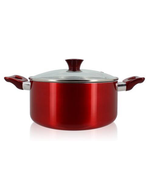 Kersenhouten aluminium kookpot met zwart/rood deksel - 38,5x25x12,5 cm