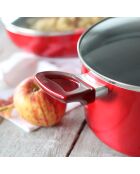 Kersenhouten aluminium kookpot met zwart/rood deksel - 38,5x25x12,5 cm