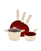 Set di padelle Beige/Red Cherry - 5 pezzi