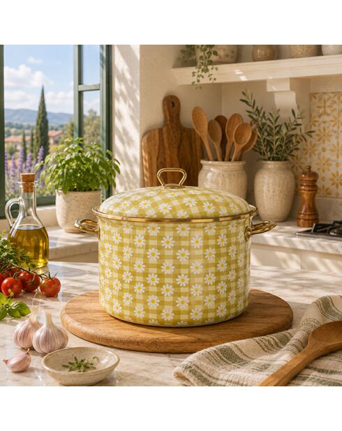 Maceta Daisy blanca/amarilla - 24 cm