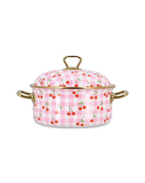 Pentola Vichy alla ciliegia rosa - 29x22,1x10 cm