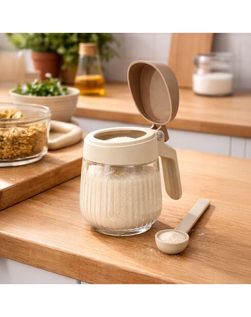 Bocal à épices beige/transparent - 38 cl