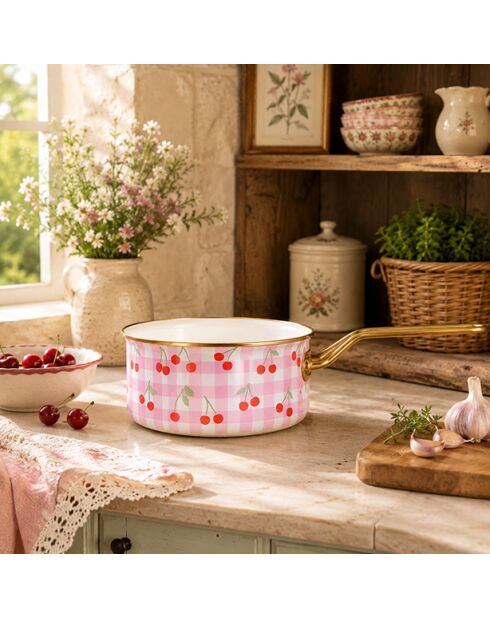 Ovenschotel met roze kersen van Vichy - 37,7x19,1x9,2 cm