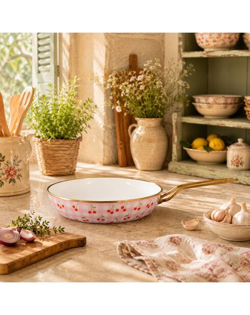 Vichy roze kersenkoekenpan - 37x21x4,5 cm