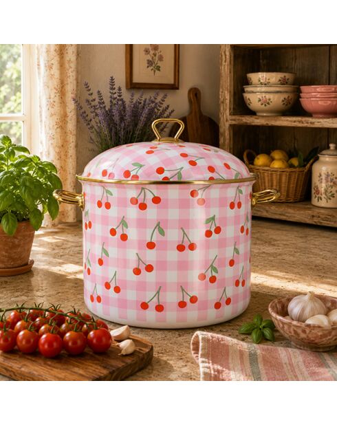 Roze kersenpot van Vichy - 32,5x26x19,7 cm