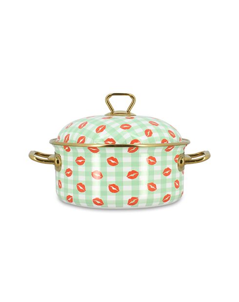 Pentola Vichy Bisous verde - 29x22,1x10 cm