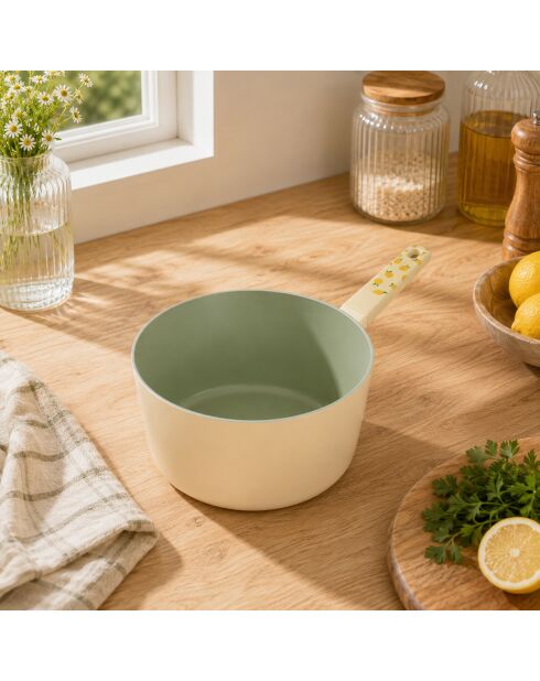 Cazuela de limón beige/verde - 35,5x18,5x8,5 cm