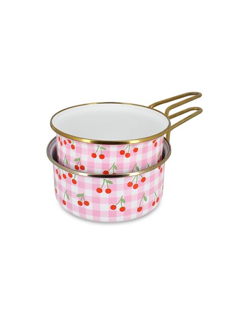 Set di casseruole Vichy Cherry rosa - 2 pezzi