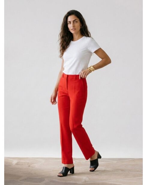 Pantaloni sartoriali in crepe rosso