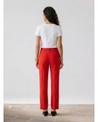 Pantalon tailleur en crêpe rouge