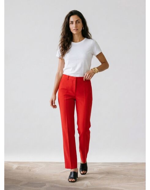 Pantaloni sartoriali in crepe rosso