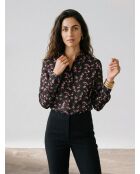 Camicia nera con stampa floreale