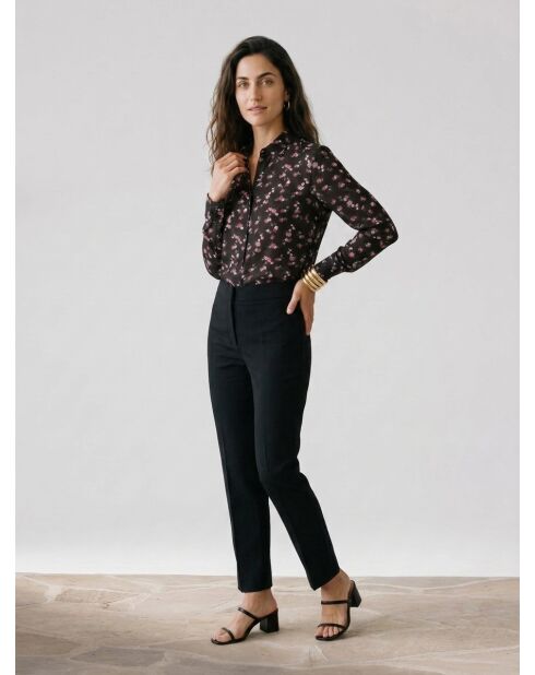 Camicia nera con stampa floreale