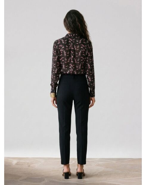 Camicia nera con stampa floreale