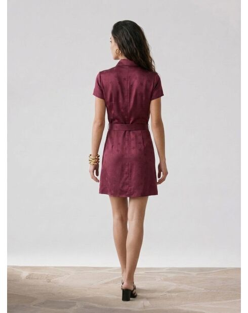 Abito corto in jacquard bordeaux