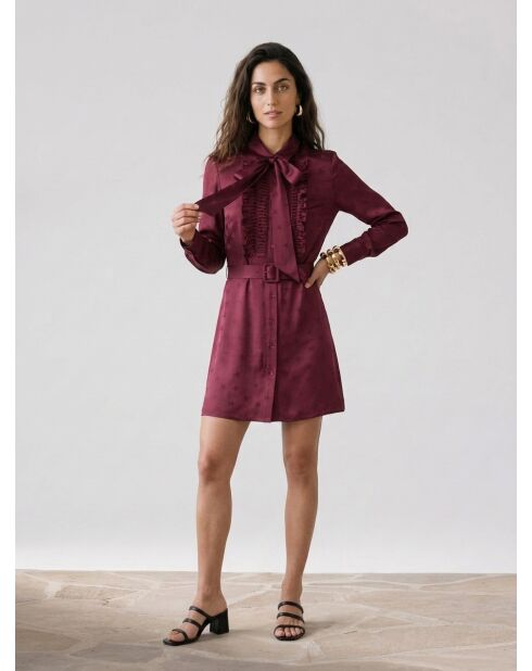 Abito corto in jacquard bordeaux