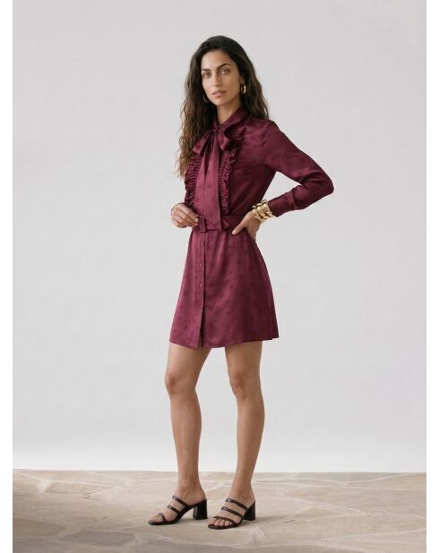 Abito corto in jacquard bordeaux
