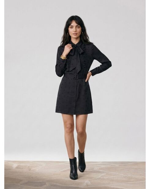 Abito corto in jacquard nero