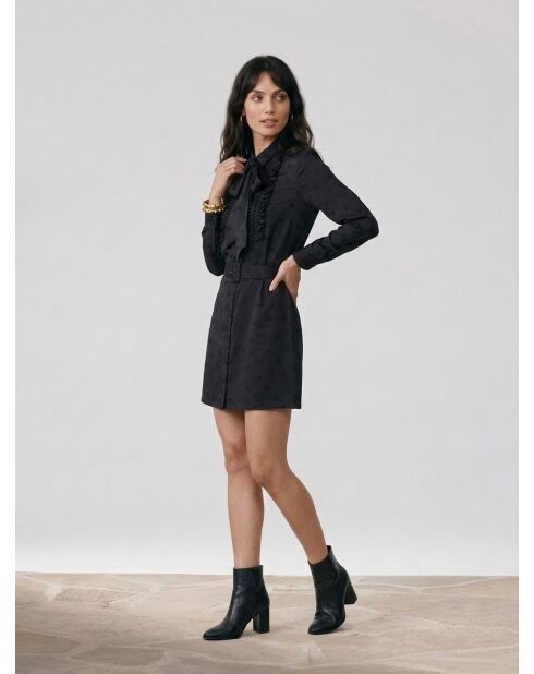 Abito corto in jacquard nero