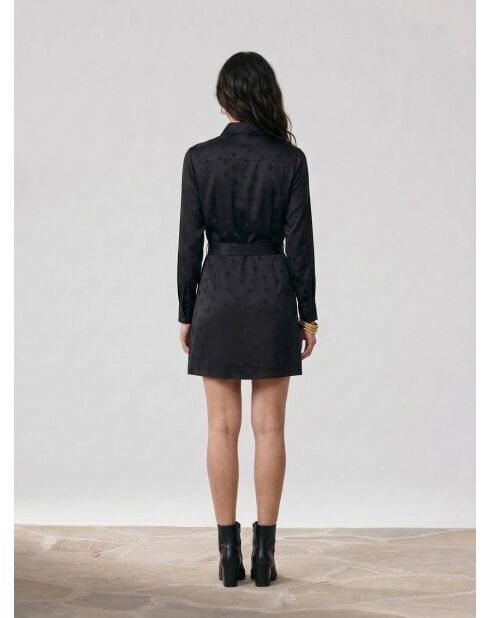 Abito corto in jacquard nero
