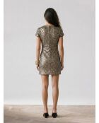 Kurzes Kleid mit goldenen Pailletten
