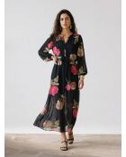 Robe longue imprimée noire