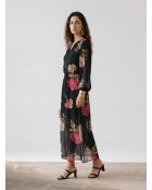 Robe longue imprimée noire