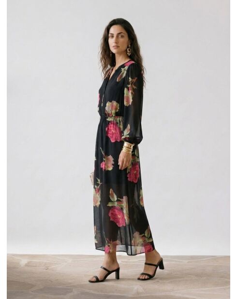 Zwarte lange jurk met print