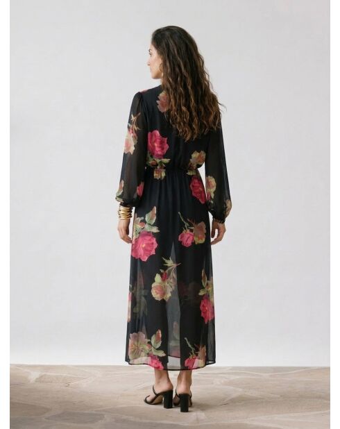 Zwarte lange jurk met print