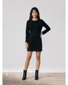 Langärmliges Kurzkleid aus Ziegenleder in Schwarz