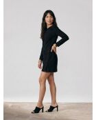 Langärmliges Kurzkleid aus Ziegenleder in Schwarz