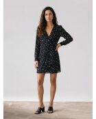Robe courte imprimée noire et blanche