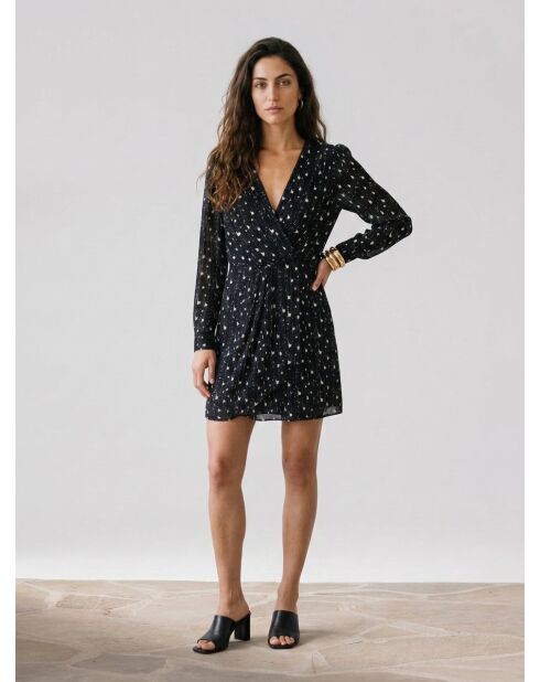 Korte jurk met zwart-witte print