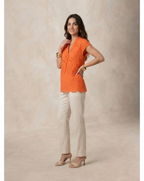 Evora Orange Bluse