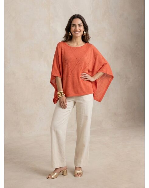 Orangefarbener Iris Pullover
